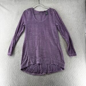 Soft Surroundings Tunic Top Texture Long Sleeve Casual Purple Lagenlook Sheer XS